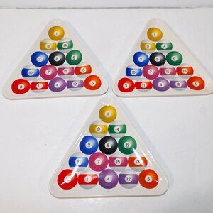 Set of 3 Pool Ball Triangle Rack Em Up Side appetizer snack Plates Luminarc